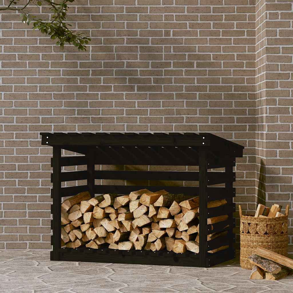 brændestativ 108x73x79 cm massivt fyrretræ sort