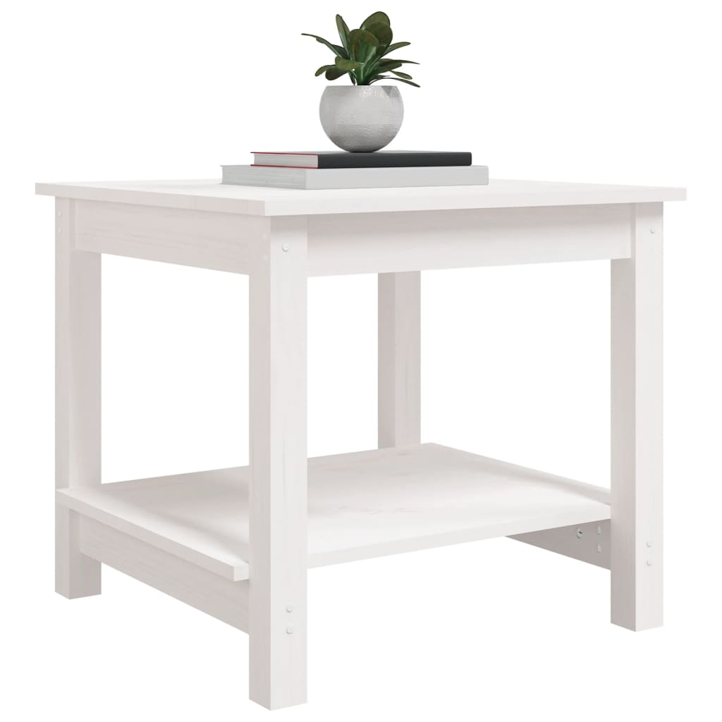sofabord 50x50x45 cm massivt fyrretræ sort hvid