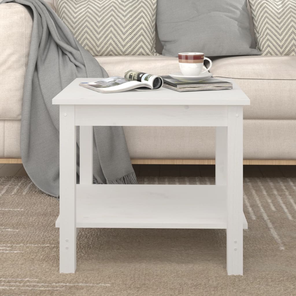 sofabord 50x50x45 cm massivt fyrretræ sort hvid