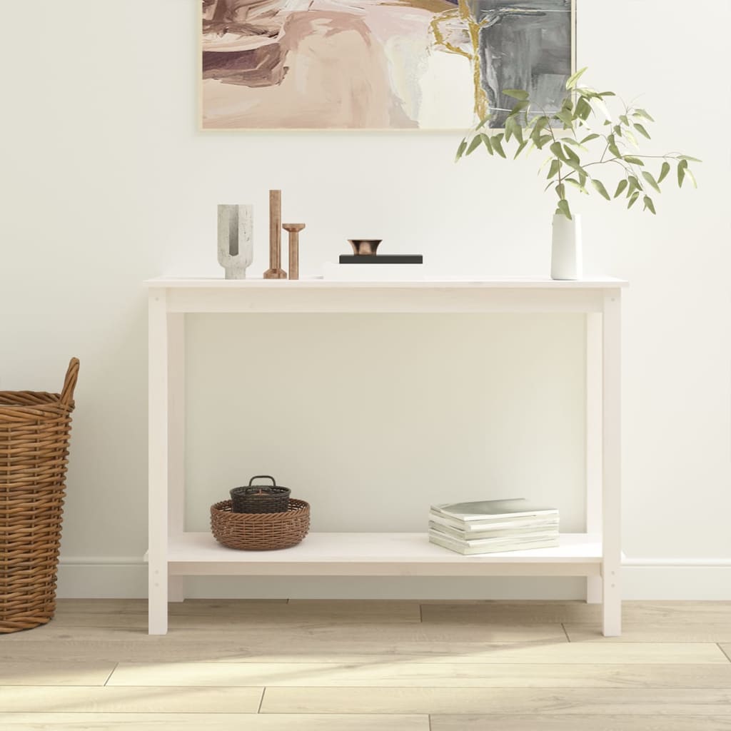 konsolbord 110x40x80 cm massivt fyrretræ hvid