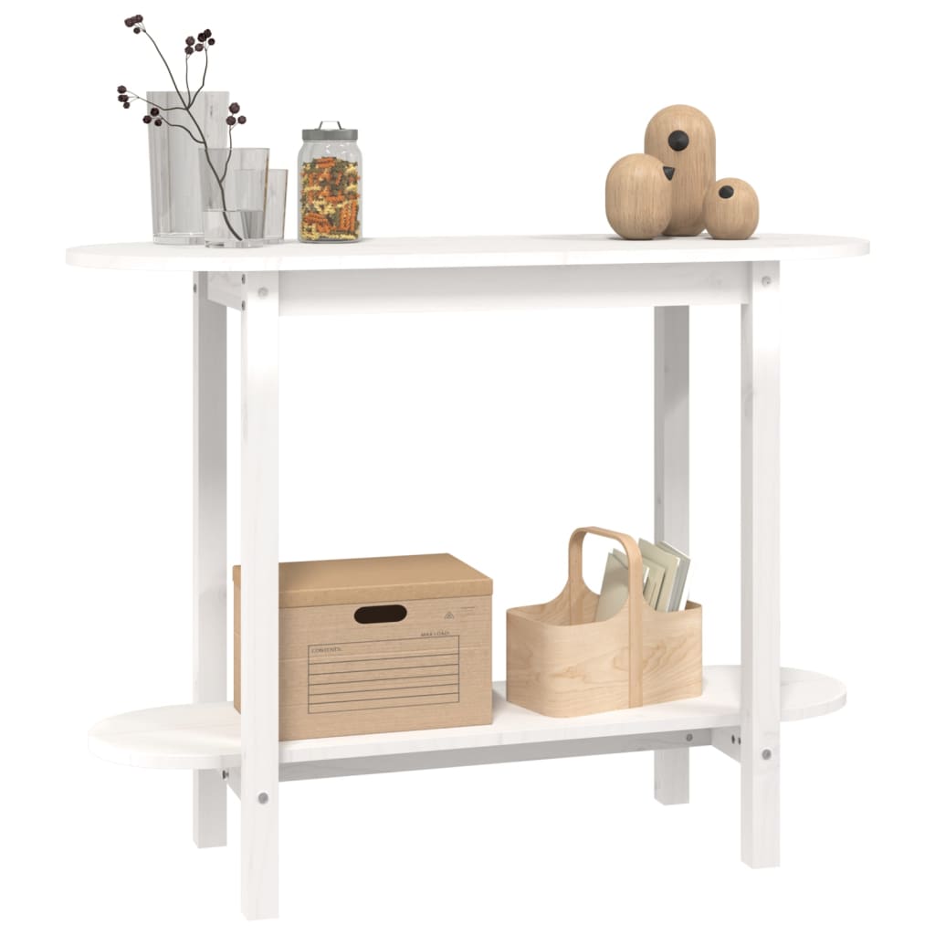 konsolbord 110x40x80 cm massivt fyrretræ hvid