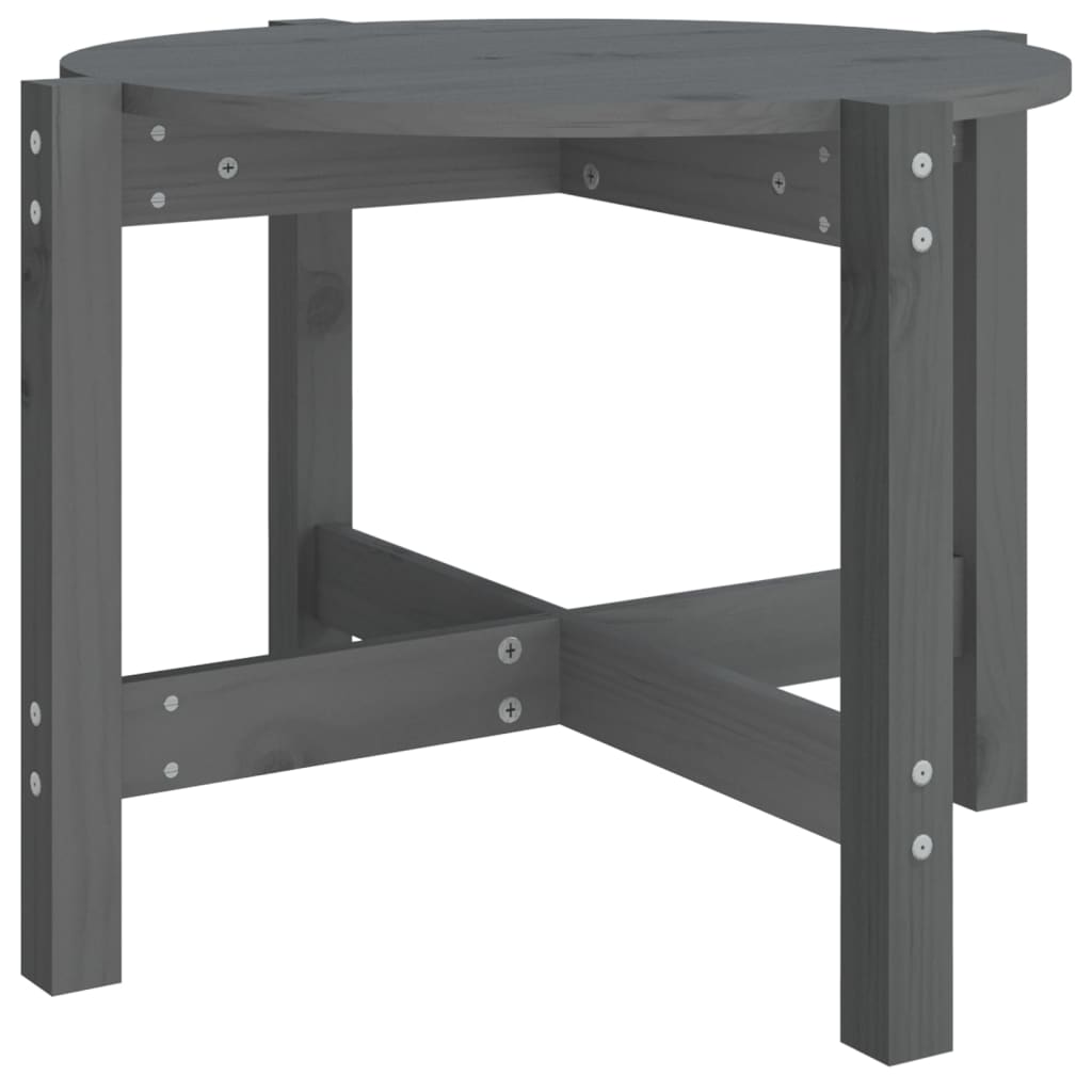 sofabord Ø 62,5x45 cm massivt fyrretræ grå