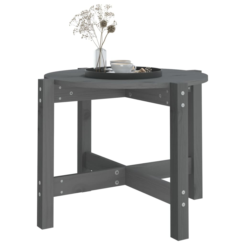 sofabord Ø 62,5x45 cm massivt fyrretræ grå