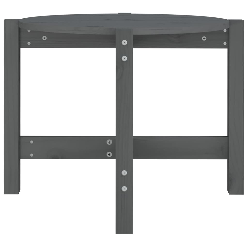 sofabord Ø 62,5x45 cm massivt fyrretræ grå