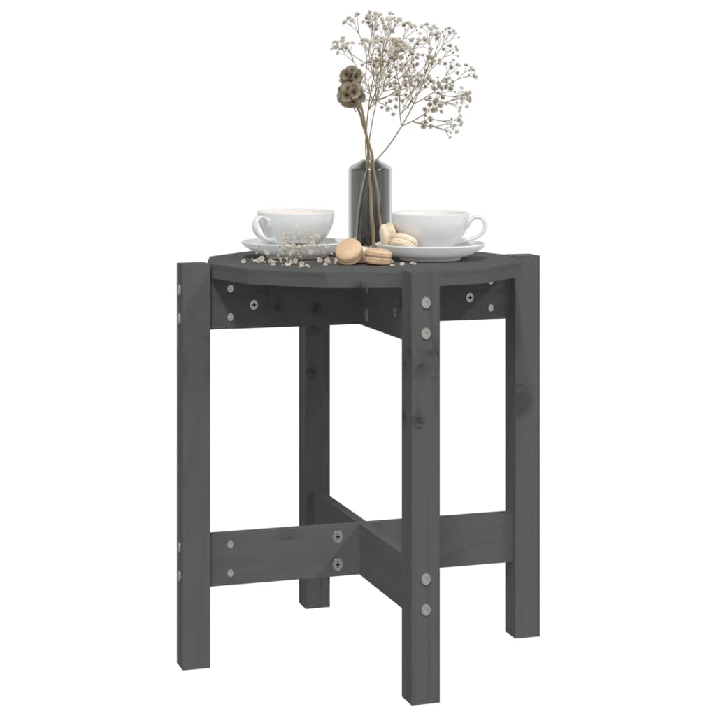 sofabord Ø 42,5x45 cm massivt fyrretræ grå
