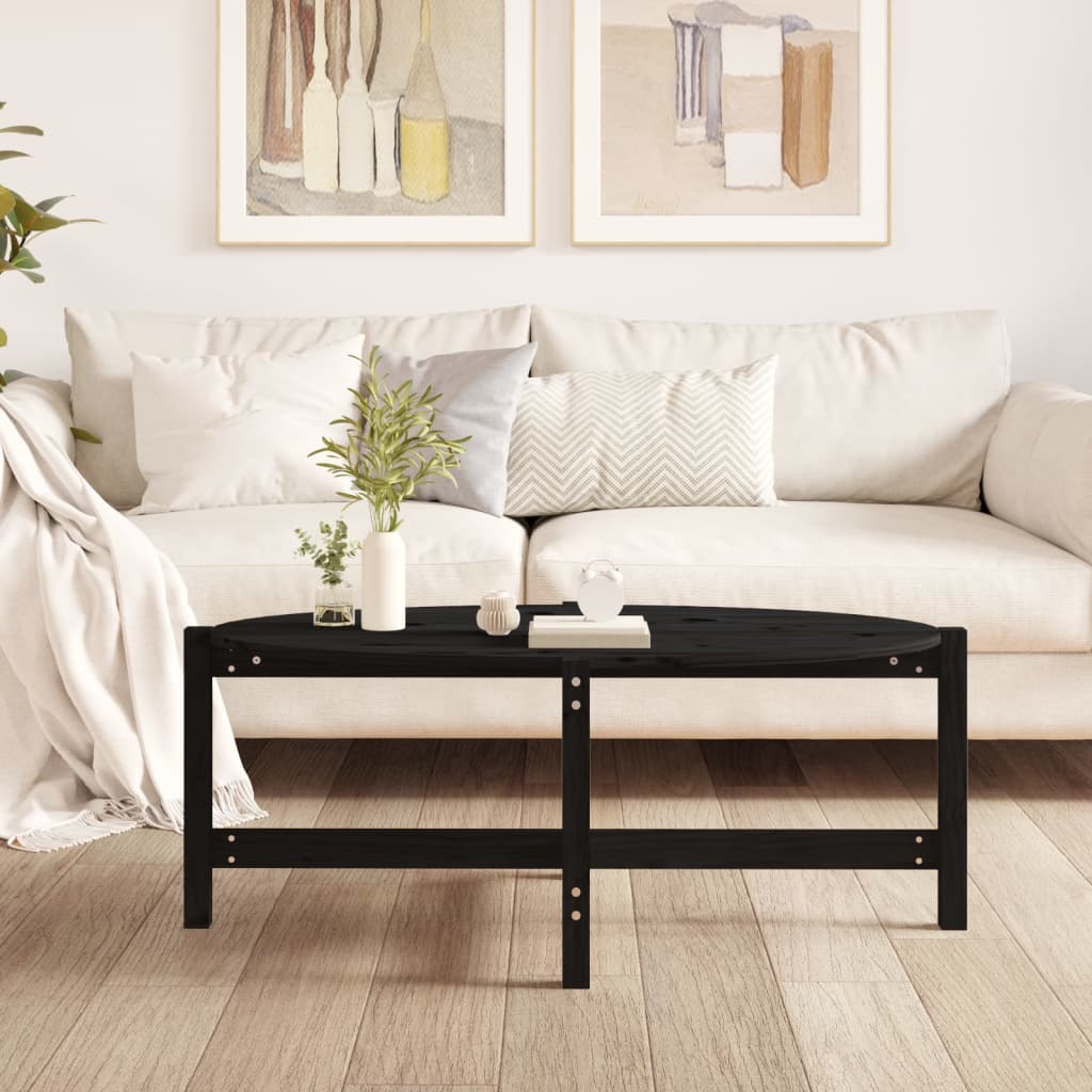 sofabord 118x63x45 cm massivt fyrretræ sort
