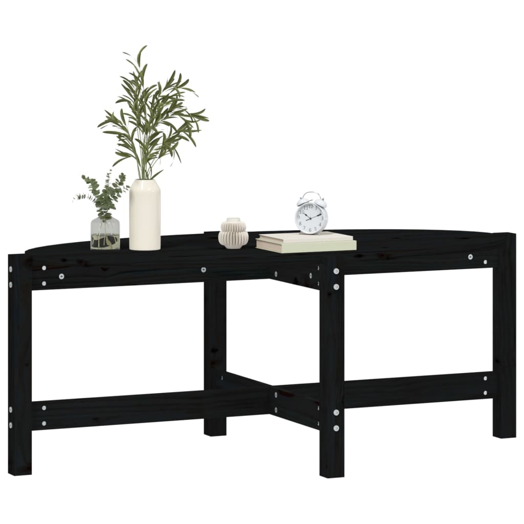 sofabord 118x63x45 cm massivt fyrretræ sort