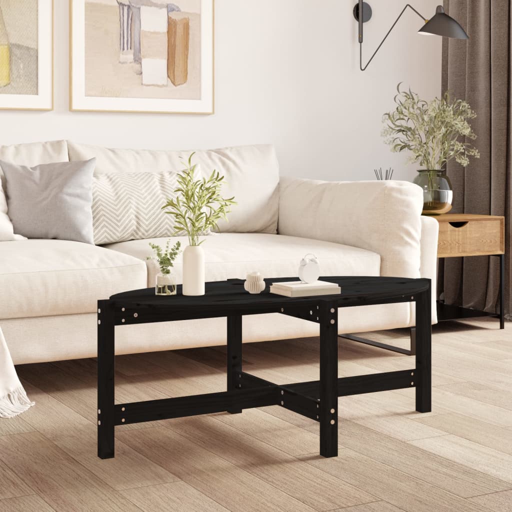 sofabord 118x63x45 cm massivt fyrretræ sort