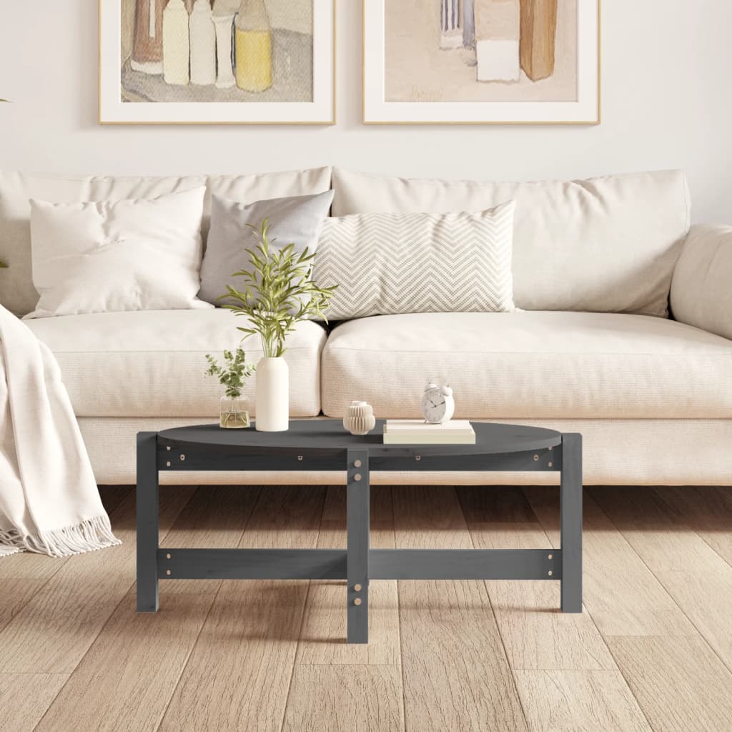 sofabord 87x48x35 cm massivt fyrretræ grå