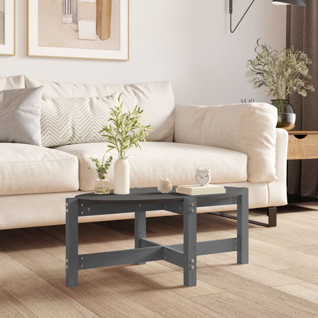 sofabord 87x48x35 cm massivt fyrretræ grå