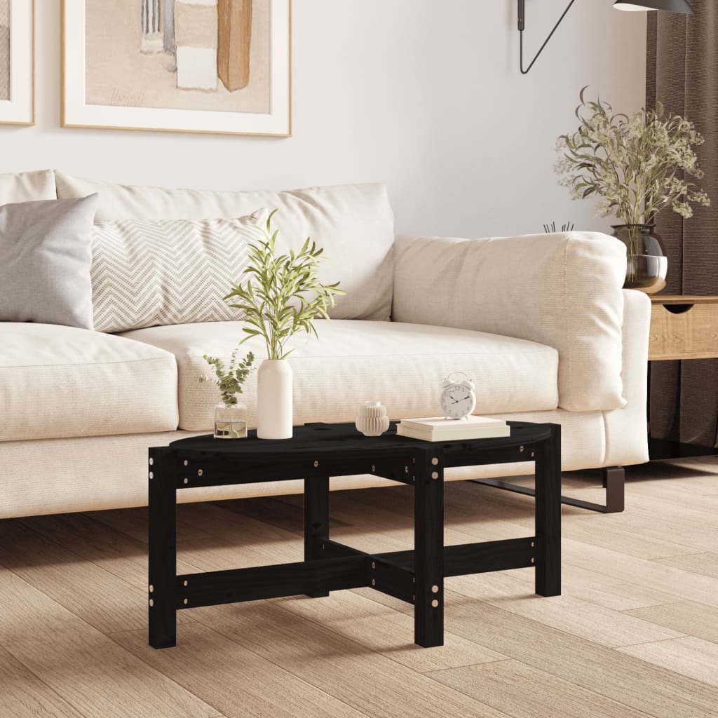 sofabord 87x48x35 cm massivt fyrretræ sort