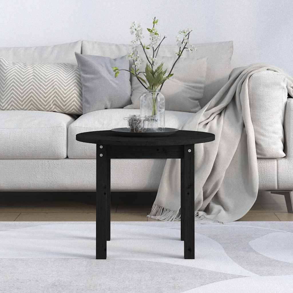 sofabord Ø 55x45 cm massivt fyrretræ sort