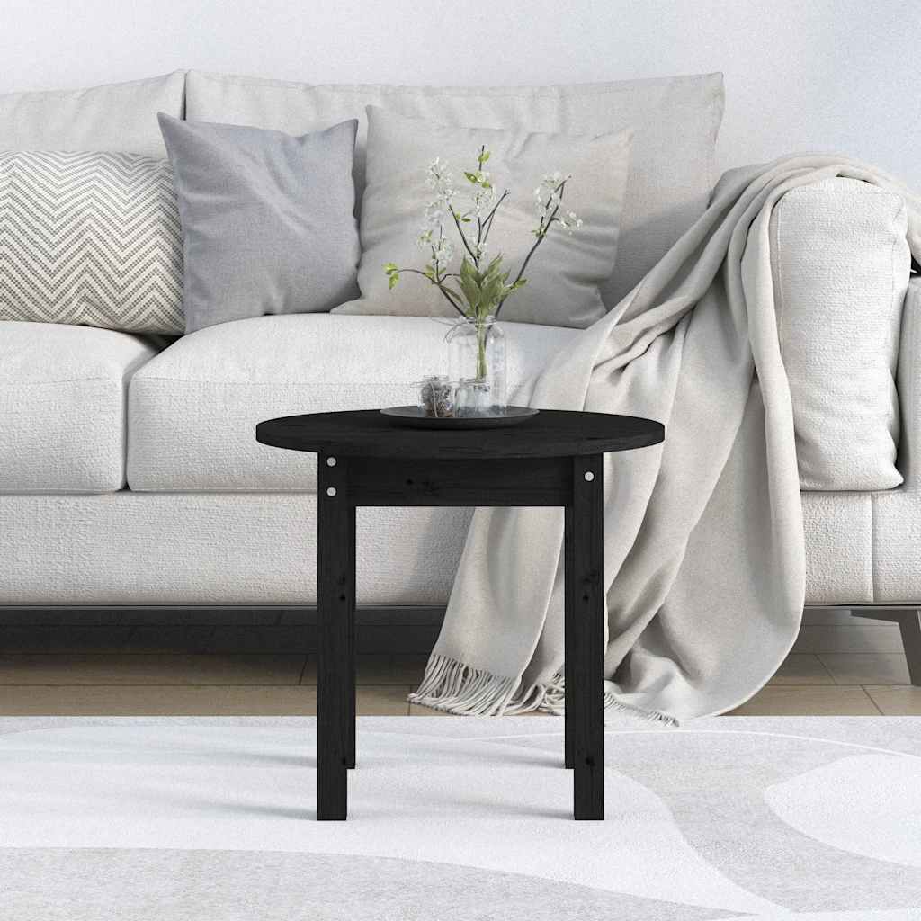 sofabord Ø 45x40 cm massivt fyrretræ sort