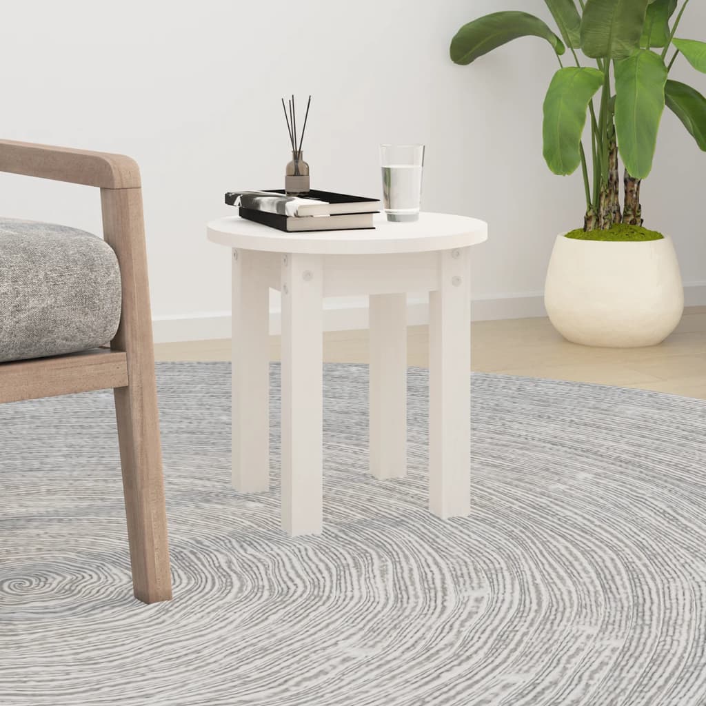 sofabord Ø 35x35 cm massivt fyrretræ hvid