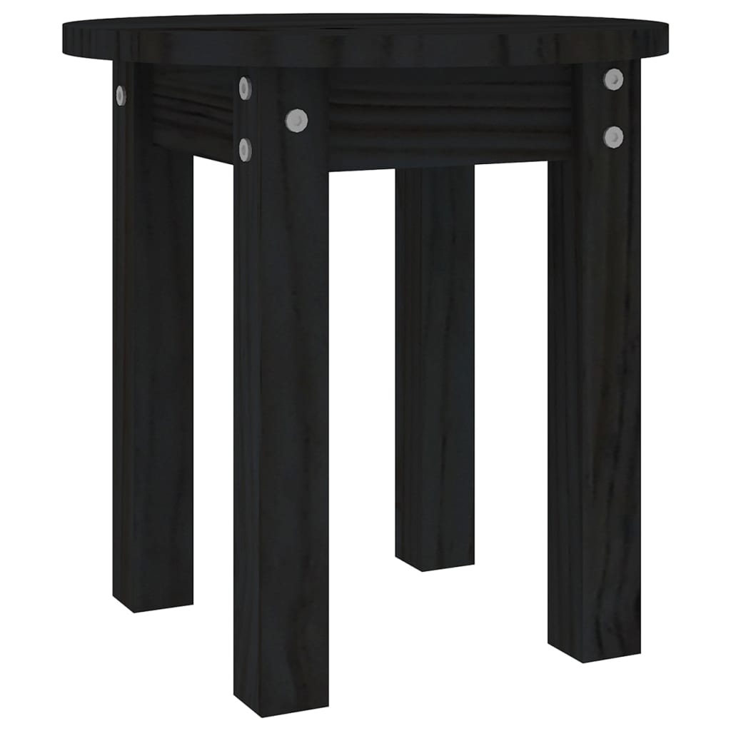 sofabord Ø 35x35 cm massivt fyrretræ sort