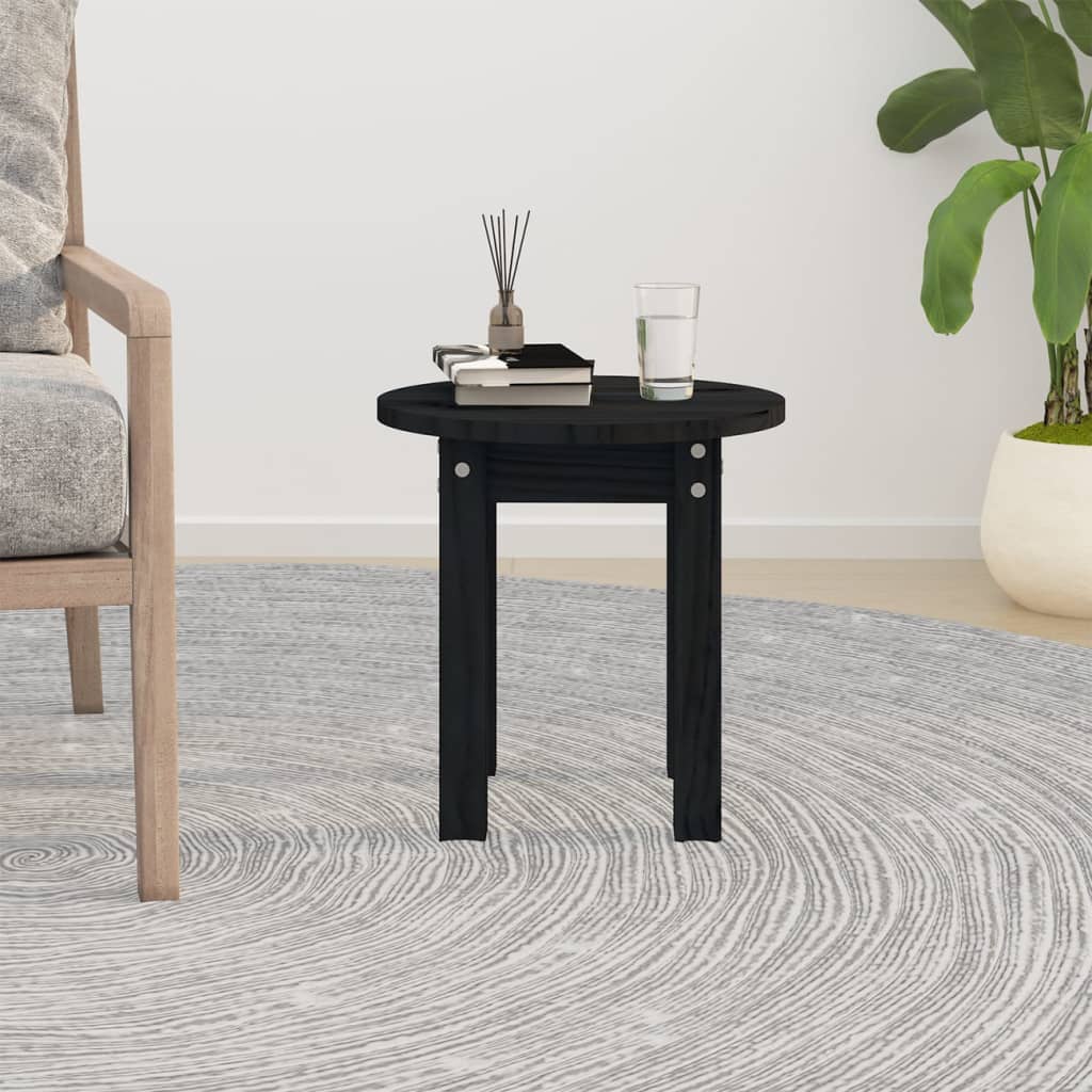 sofabord Ø 35x35 cm massivt fyrretræ sort
