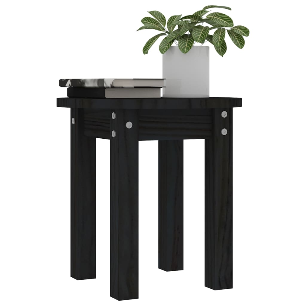 sofabord Ø 35x35 cm massivt fyrretræ sort