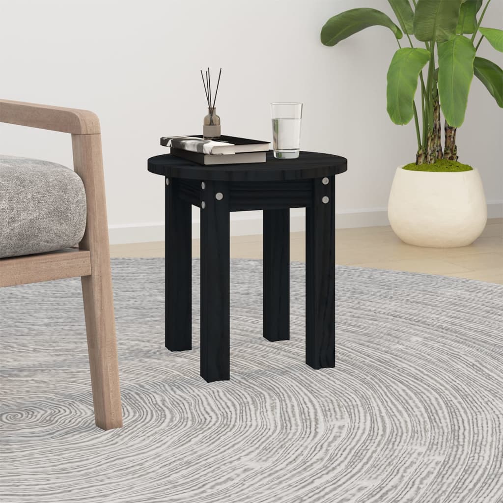 sofabord Ø 35x35 cm massivt fyrretræ sort