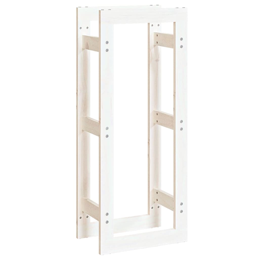 brændestativ 41x25x100 cm massivt fyrretræ hvid