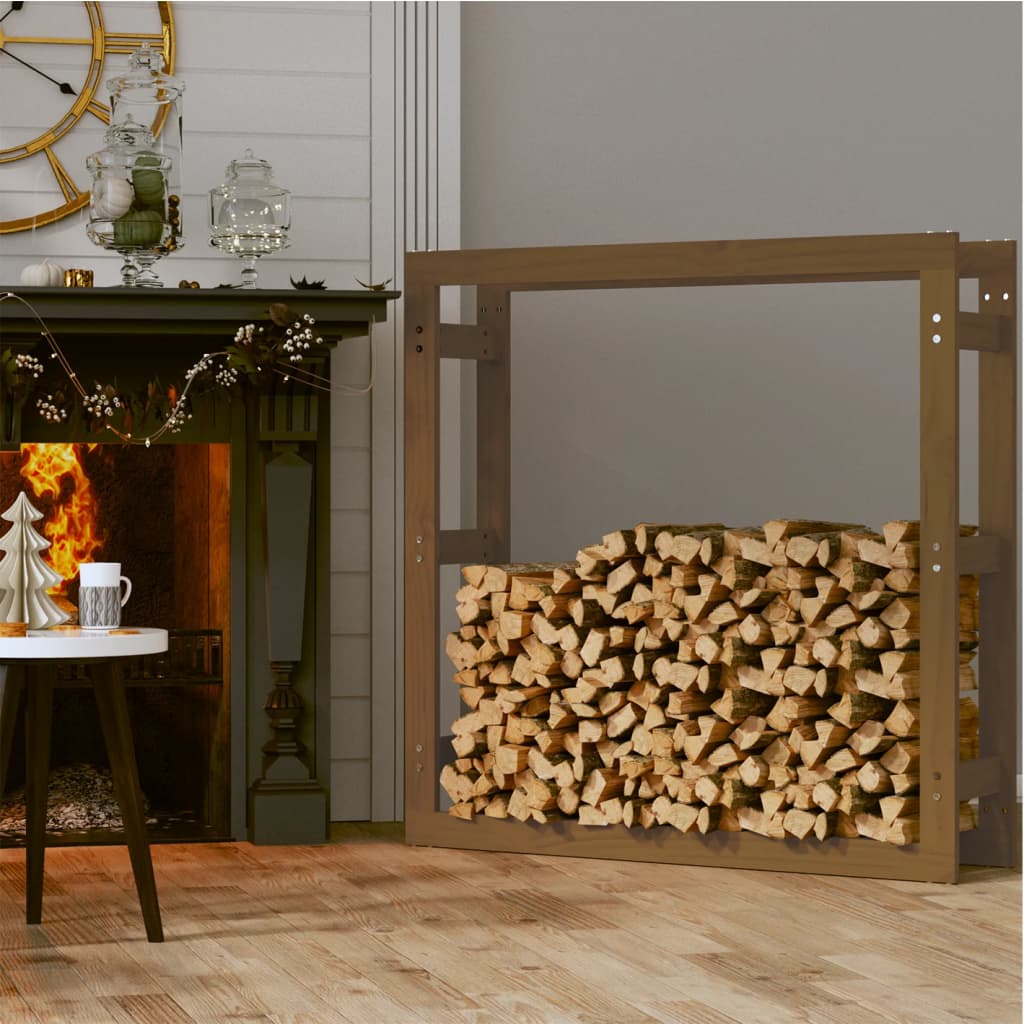 brændestativ 100x25x100 cm massivt fyrretræ gyldenbrun