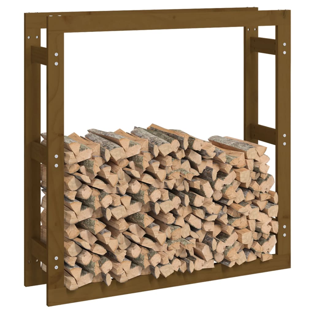 brændestativ 100x25x100 cm massivt fyrretræ gyldenbrun