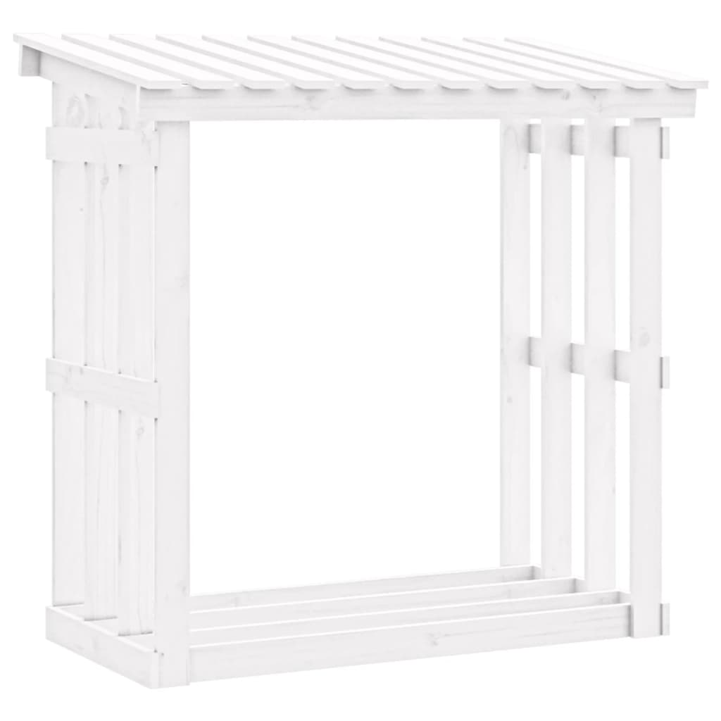 brændestativ 108x64,5x109 cm massivt fyrretræ hvid