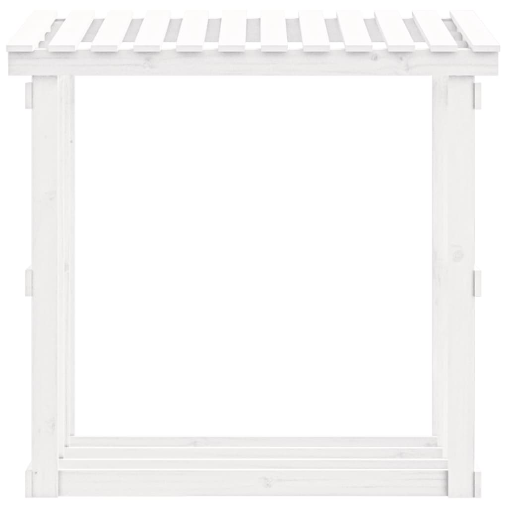 brændestativ 108x64,5x109 cm massivt fyrretræ hvid