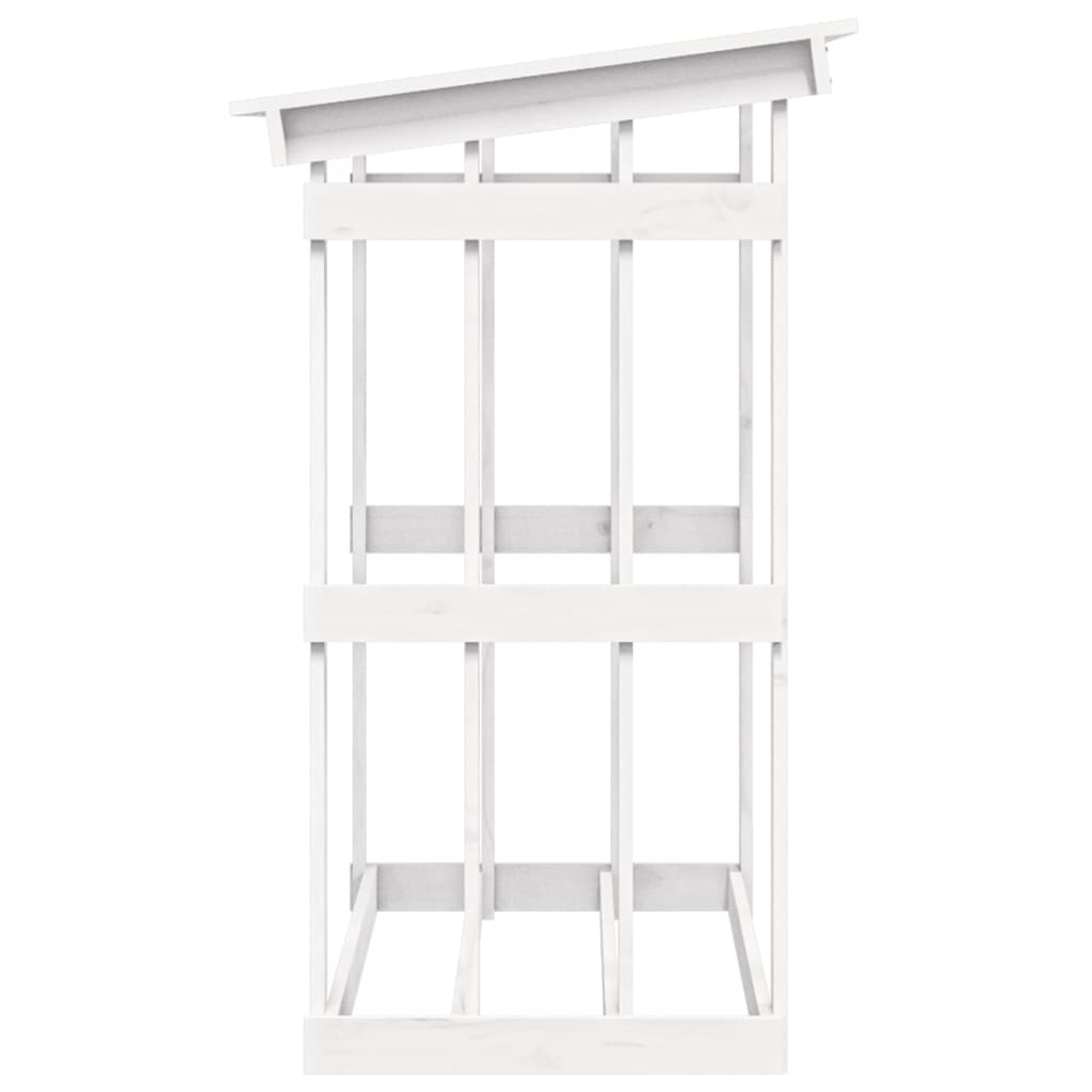 brændestativ 108x64,5x109 cm massivt fyrretræ hvid