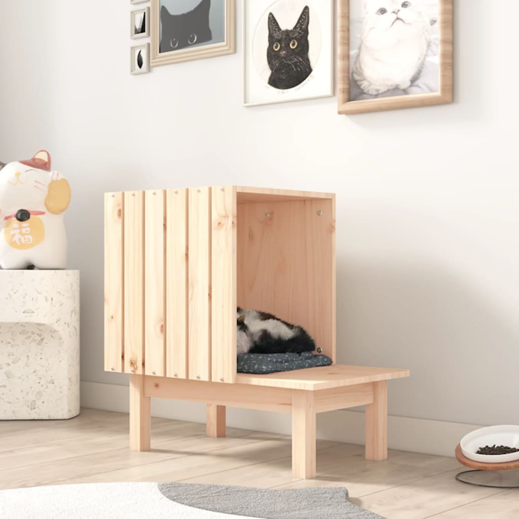 kattehus 60x36x60 cm massivt fyrretræ