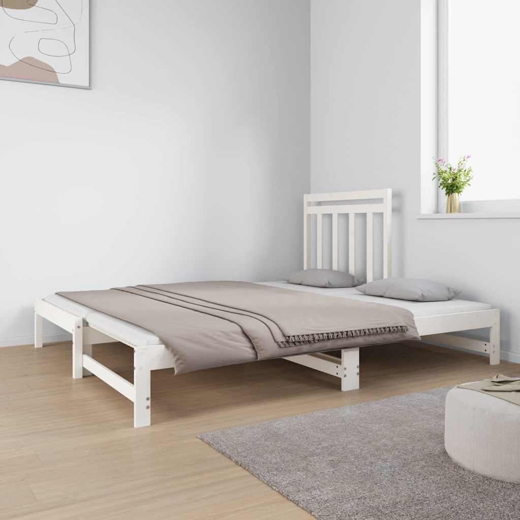 daybed med udtræk 2x(90x190) cm massivt fyrretræ hvid