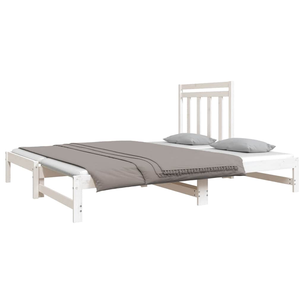 daybed med udtræk 2x(90x190) cm massivt fyrretræ hvid
