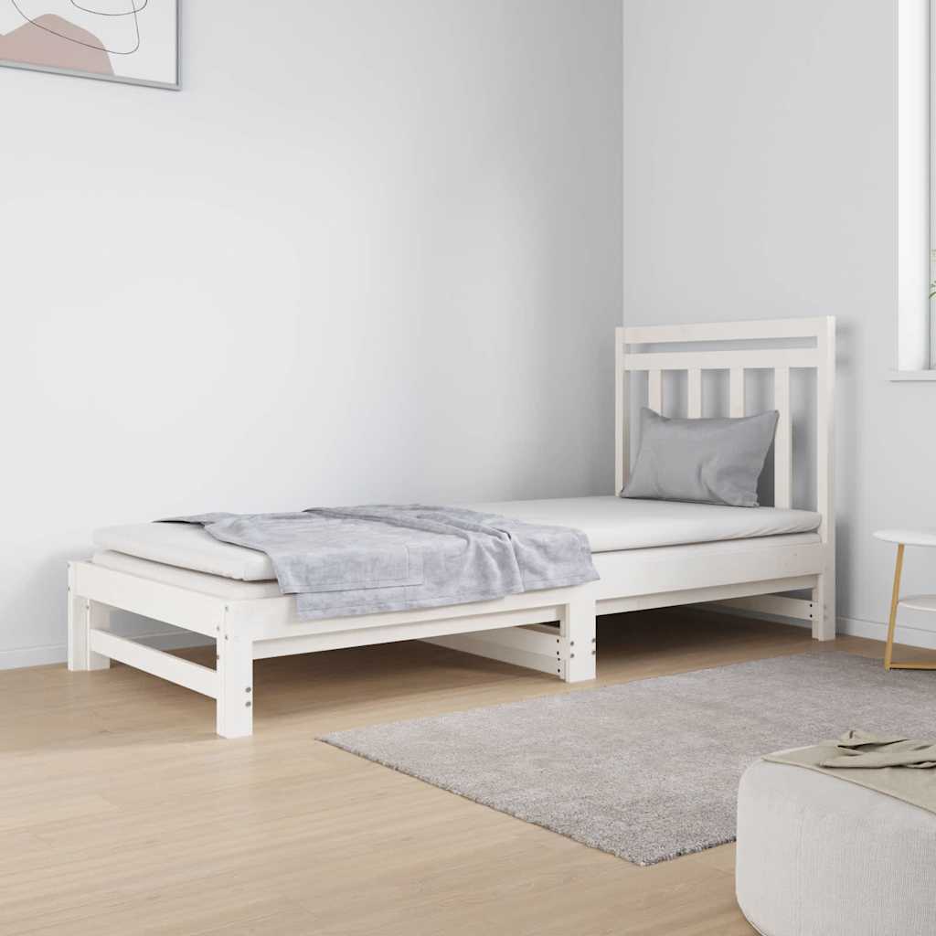 daybed med udtræk 2x(90x190) cm massivt fyrretræ hvid