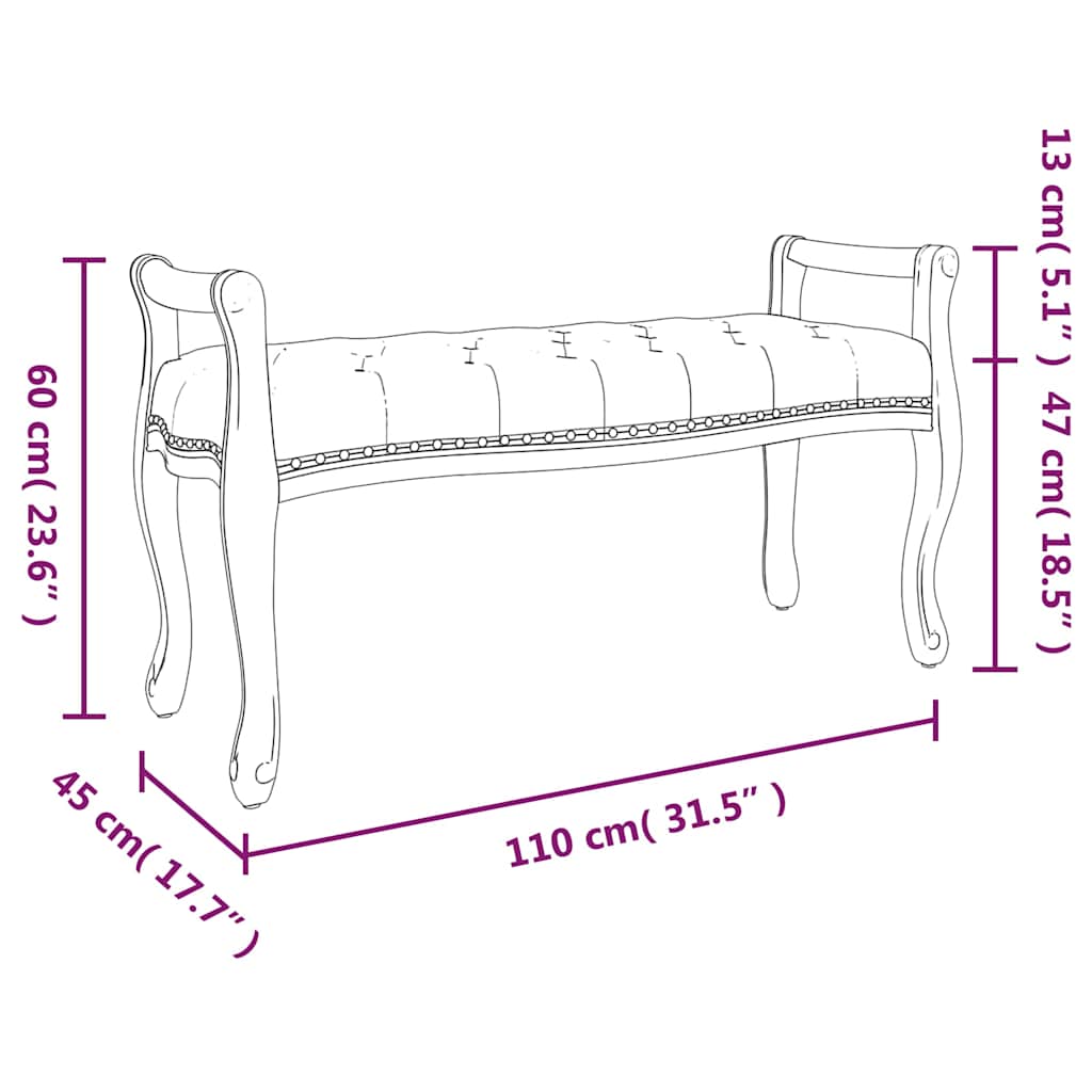 bænk 110x45x60 cm velour lysegrå