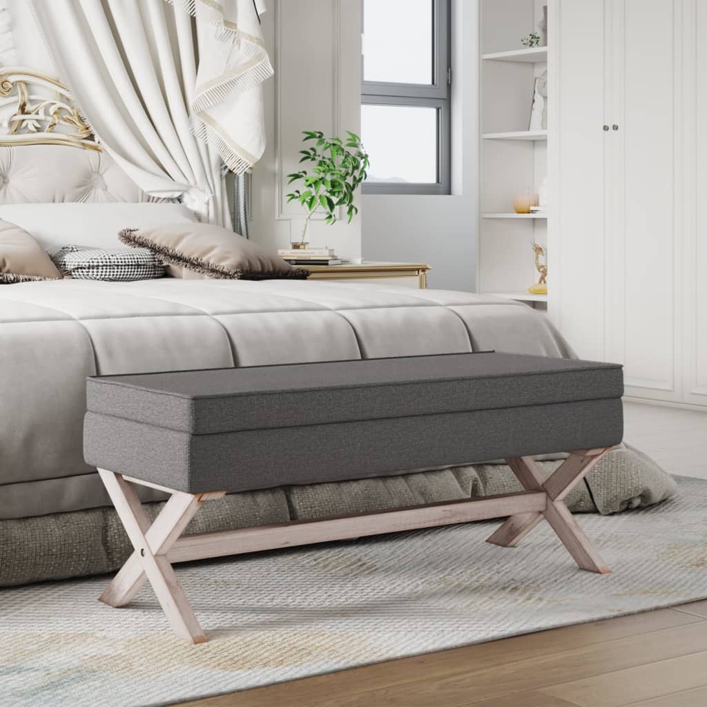 opbevaringsskammel 110x45x49 cm stof mørkegrå