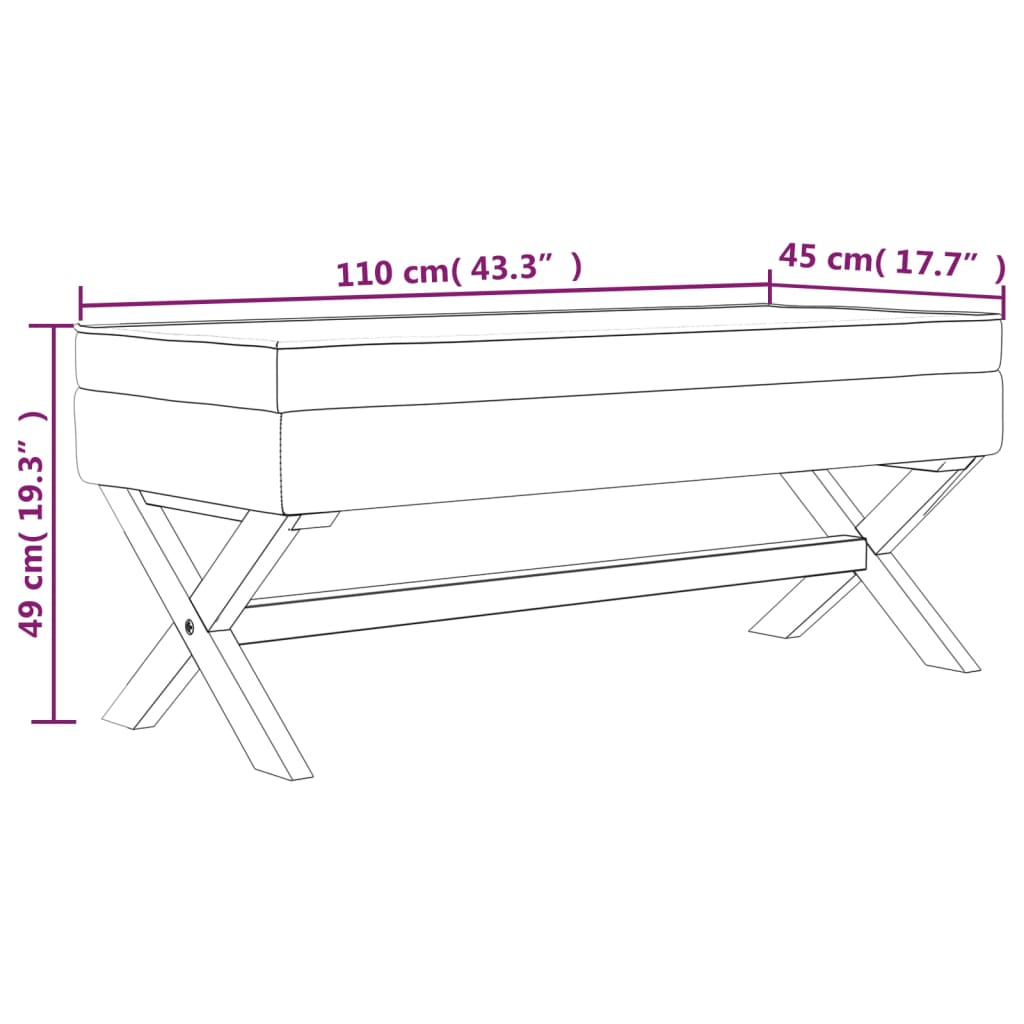 opbevaringsskammel 110x45x49 cm velour lysegrå
