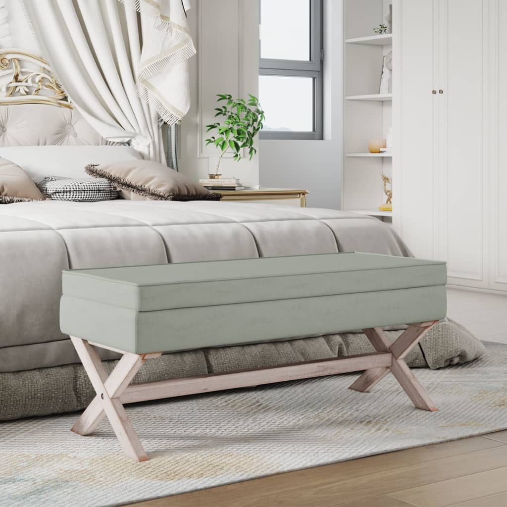 opbevaringsskammel 110x45x49 cm velour lysegrå