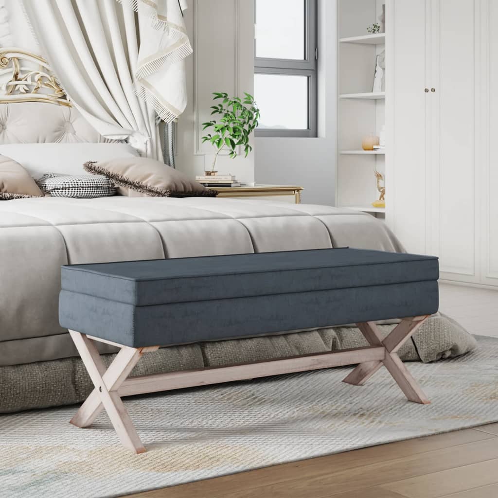 opbevaringsskammel 110x45x49 cm velour mørkegrå