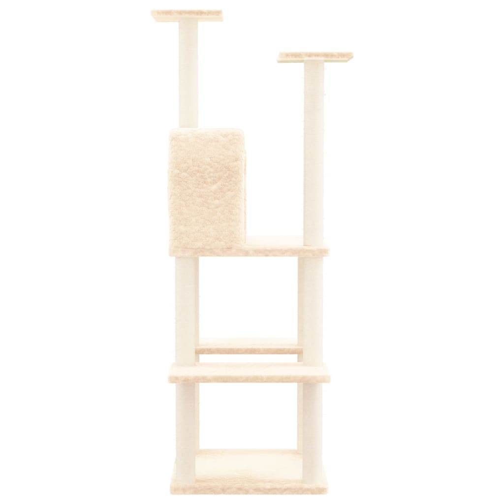 kradsetræ med sisalkradsestolper 144,5 cm cremefarvet
