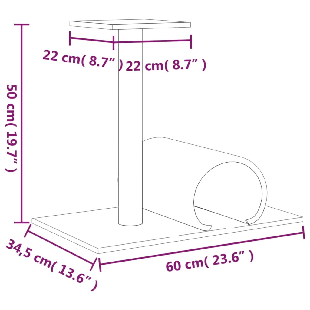 kradsetræ med tunnel 60x34,5x50 cm cremefarvet