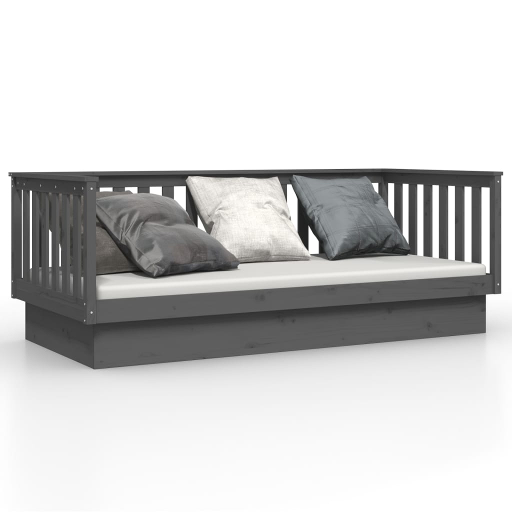 daybed 80x200 cm massivt fyrretræ grå