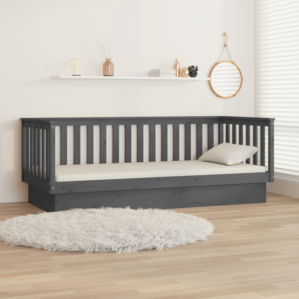 daybed 80x200 cm massivt fyrretræ grå