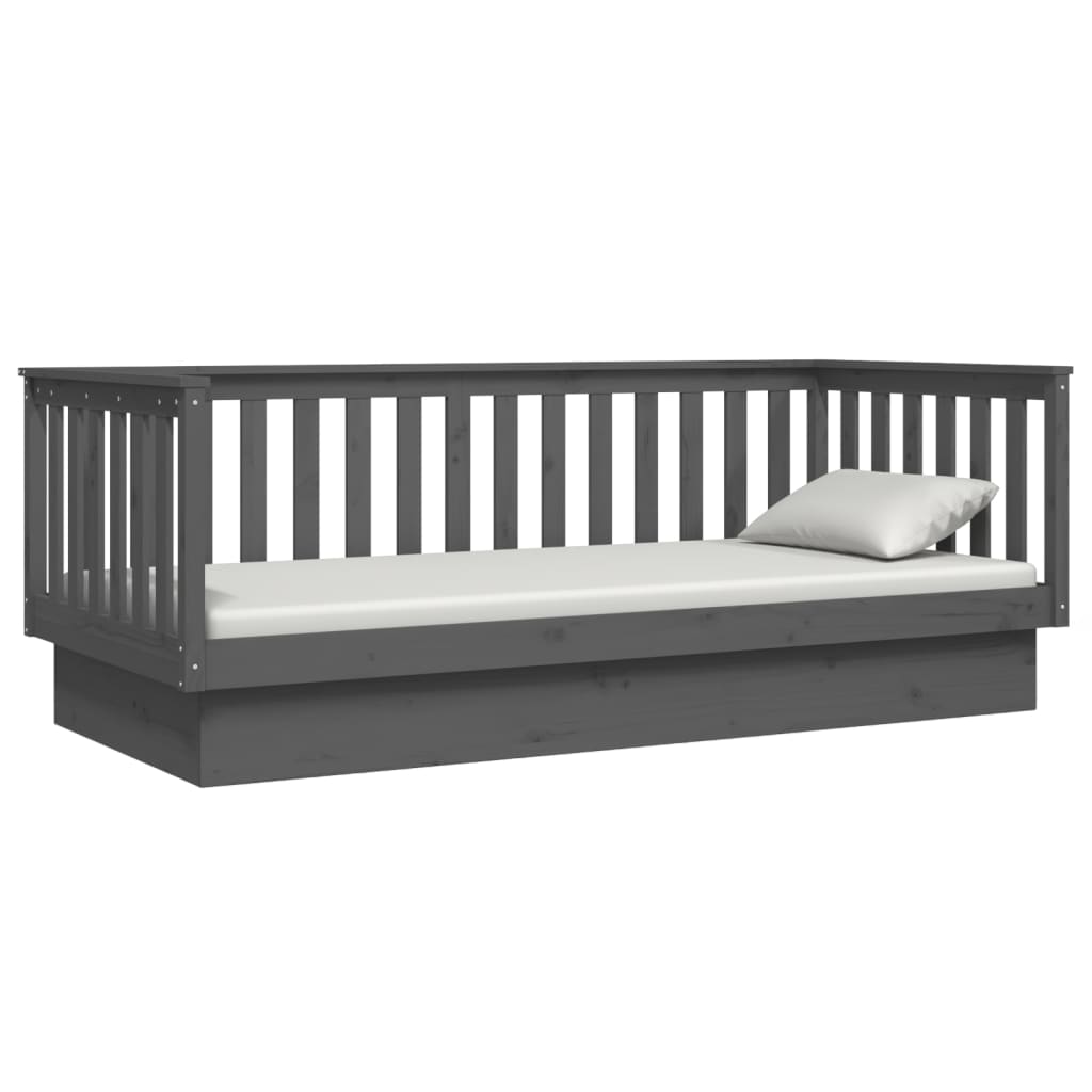 daybed 80x200 cm massivt fyrretræ grå