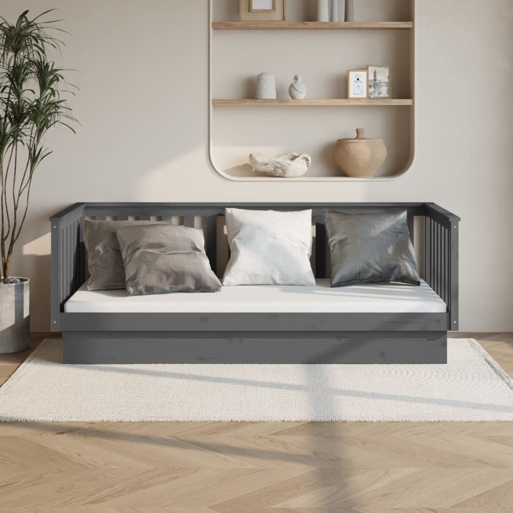 daybed 80x200 cm massivt fyrretræ grå