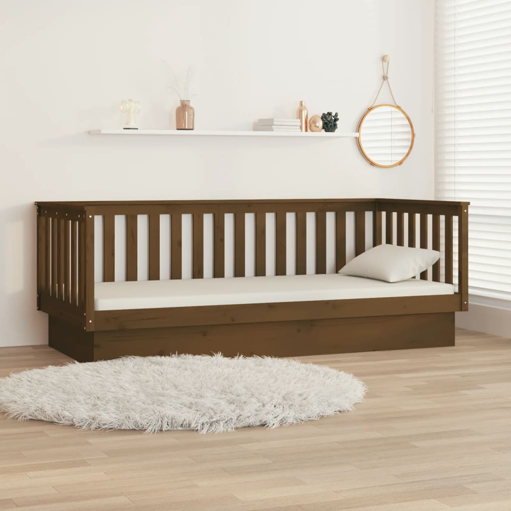 daybed 80x200 cm massivt fyrretræ gyldenbrun