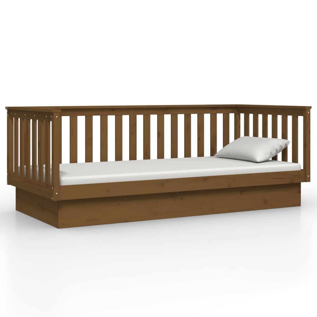 daybed 80x200 cm massivt fyrretræ gyldenbrun