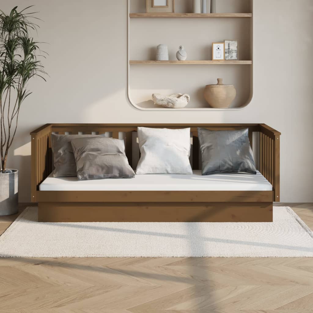 daybed 80x200 cm massivt fyrretræ gyldenbrun