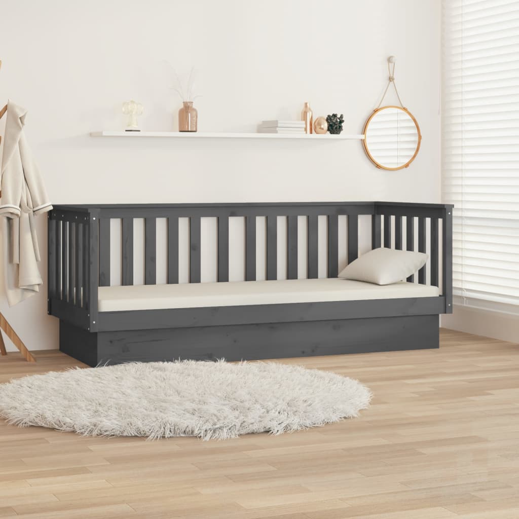 daybed 75x190 cm massivt fyrretræ grå