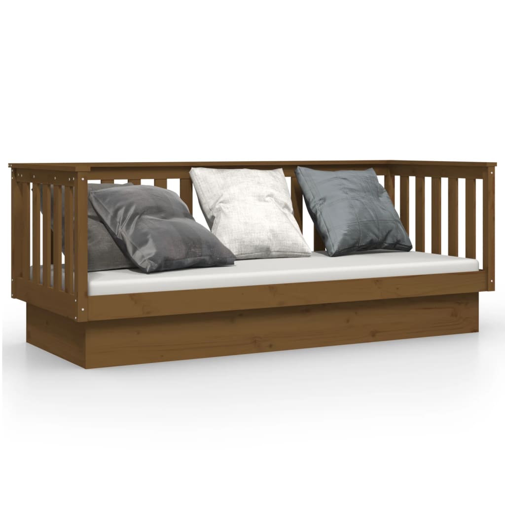daybed 75x190 cm massivt fyrretræ gyldenbrun