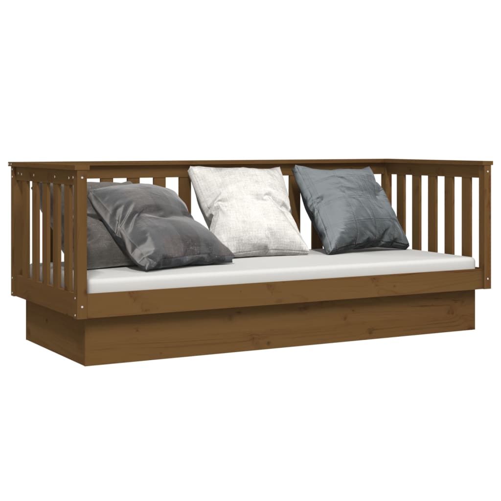 daybed 75x190 cm massivt fyrretræ gyldenbrun