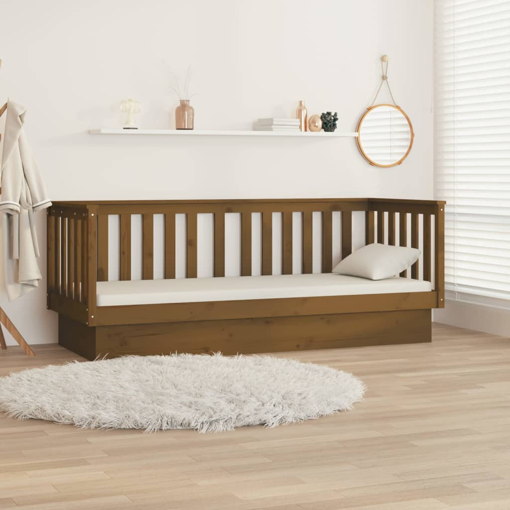 daybed 75x190 cm massivt fyrretræ gyldenbrun